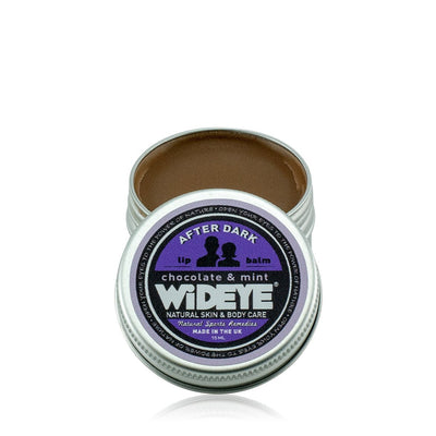 Natural Vegetarian skincare 'After Dark' Chocolate mint lip balm in recyclable pot by WiDEYE with essential oils