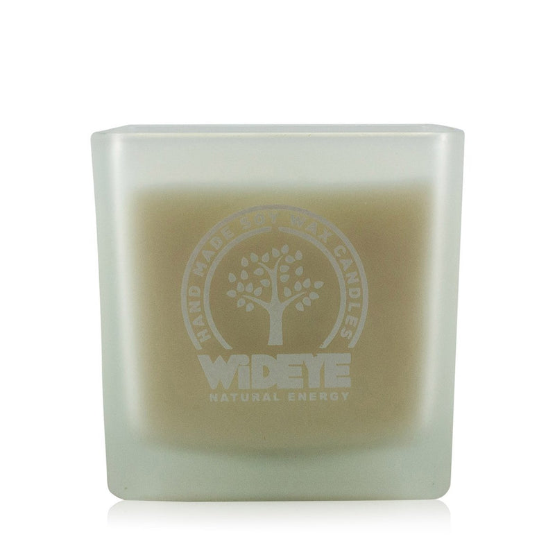 Natural vegan Soy Wax bergamot and genevieve large candle in frosted glass jar handmade by WiDEYE in Rye.