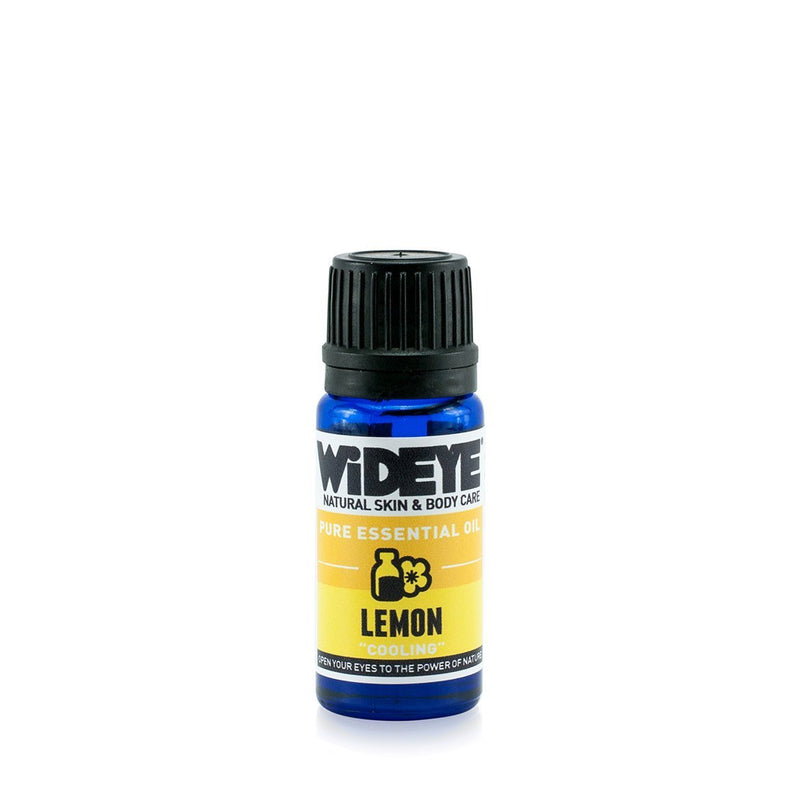 Natural aromatherapy Lemon essential oil in glass bottle by WiDEYE in Rye.