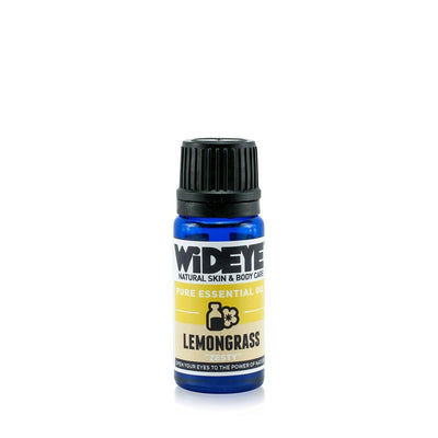 Natural aromatherapy Lemongrass essential oil in glass bottle by WiDEYE in Rye.