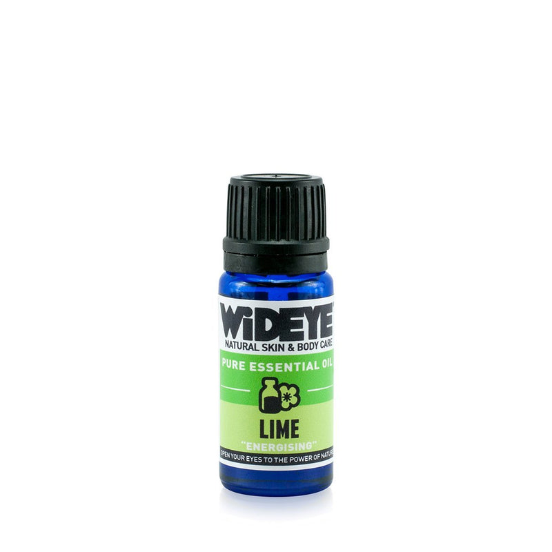 Natural aromatherapy Lime essential oil in glass bottle by WiDEYE in Rye.