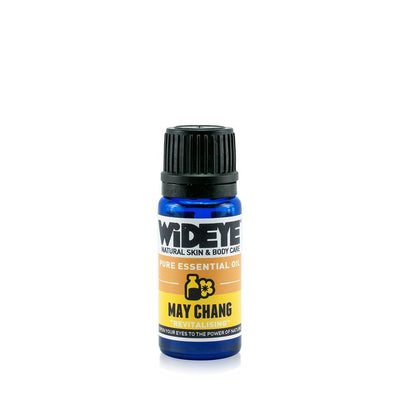 Natural aromatherapy May Chang essential oil in glass bottle by WiDEYE in Rye.