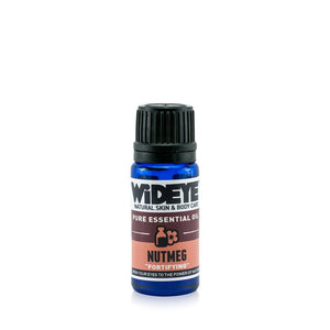 Natural aromatherapy Nutmeg essential oil in glass bottle, by WiDEYE in Rye.