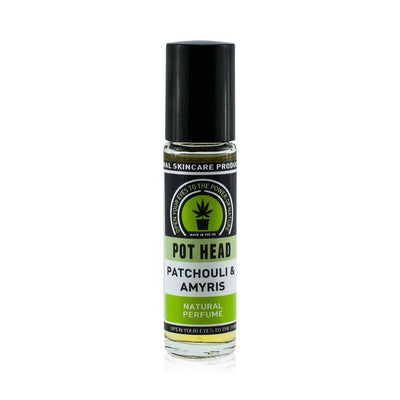 Natural vegan aromatherapy 'Pot Head' perfume roller in glass bottle, handmade by WiDEYE in Rye.