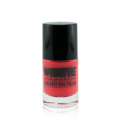 Bright coral red nail varnish in glass bottle by WiDEYE