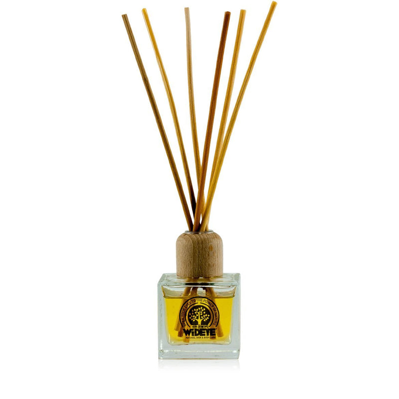 Natural vegan aromatherapy Sleeping Beauty reed diffuser in glass jar with natural reeds, handmade by WiDEYE in Rye.