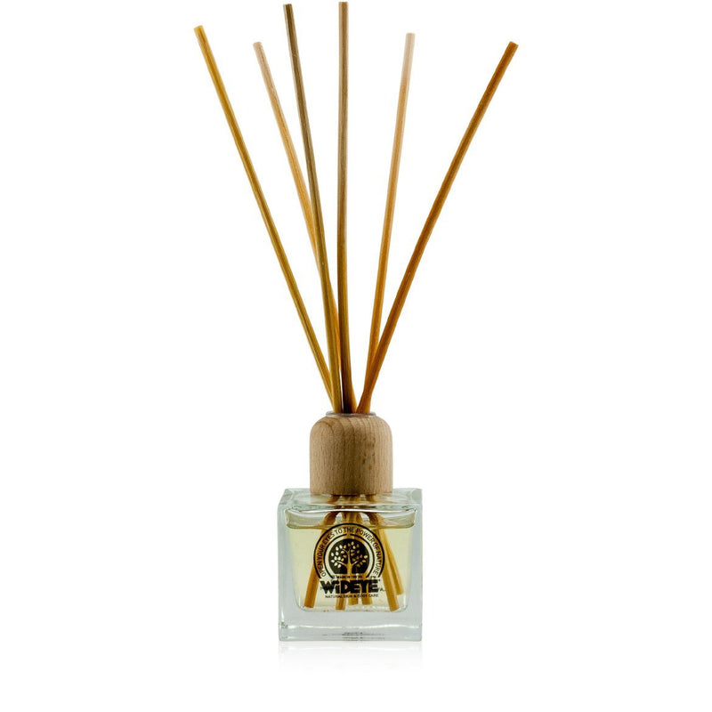 Natural vegan aromatherapy Summer Bliss reed diffuser in glass jar with natural reeds, handmade by WiDEYE in Rye.